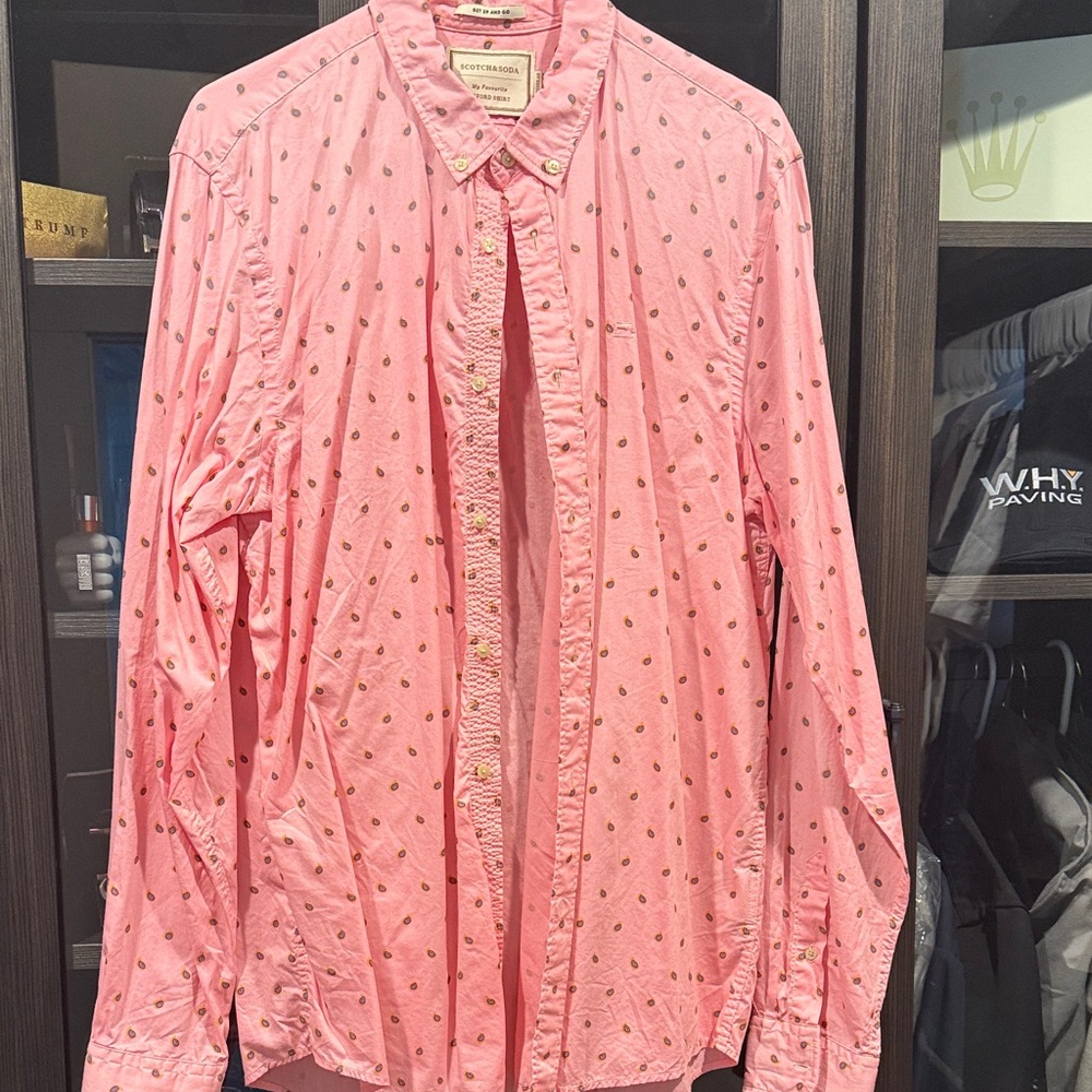 Scotch & Soda Pink Patterned Casual Button Down Shirt